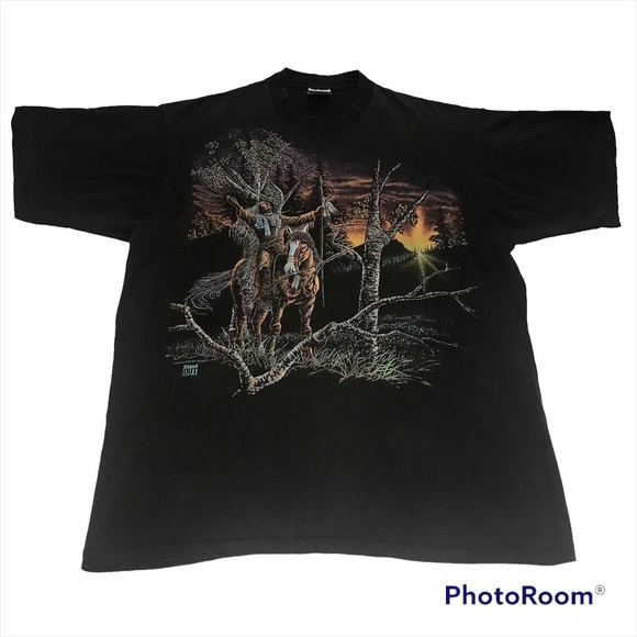 Stand Out Designs Vintage Native American Black T-Shirt Men's Size XL - Picture 1 of 5